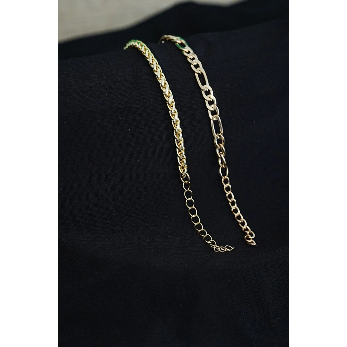 Kombin Bileklik Gold Renk Şavin ve Burgu Model