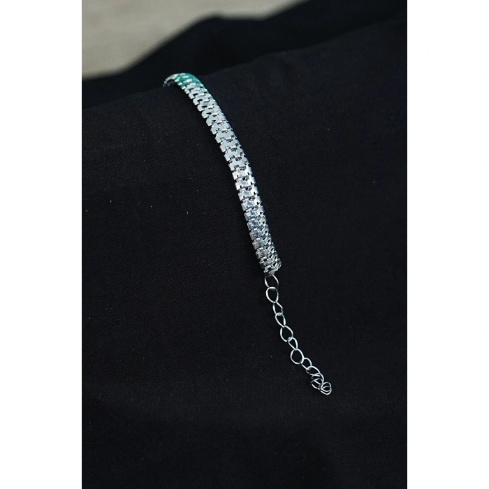 Unisex Tırtıl Model Gümüş Renk Künye Bileklik