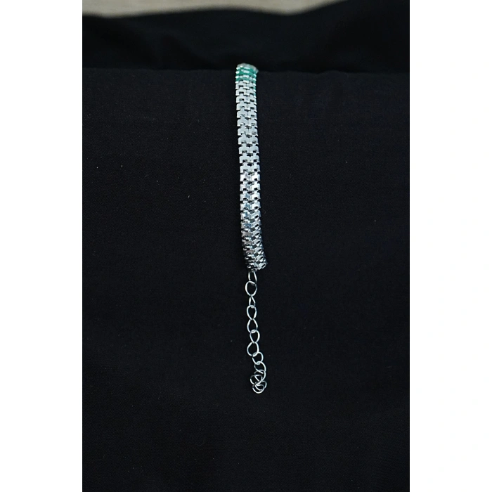 Unisex Tırtıl Model Gümüş Renk Künye Bileklik