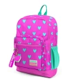 Coral High Kids Neon Pembe Su Yeşili Kalp Desenli Dört Bölmeli Okul Sırt Çantası 23113