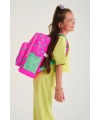 Coral High Kids Neon Pembe Su Yeşili Kalp Desenli Dört Bölmeli Okul Sırt Çantası 23113