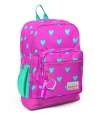 Coral High Kids Neon Pembe Su Yeşili Kalp Desenli Dört Bölmeli Okul Sırt Çantası 23113
