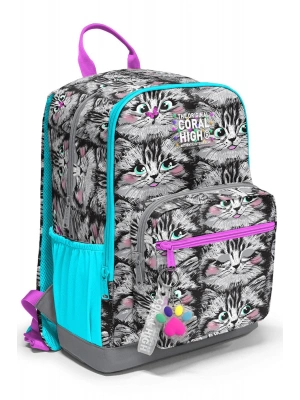 Coral High Gri Kedi Desenli Okul Sırt Çantası 23638