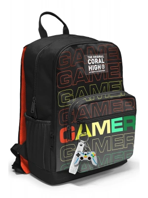 Coral High Siyah Gri Gamer Desenli Okul Sırt Çantası 23640