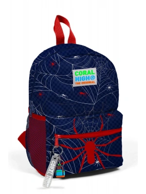 Minik Yuva Sırt Çantası Lacivert Kırmızı Örümcek Desenli İki Bölmeli 23520
