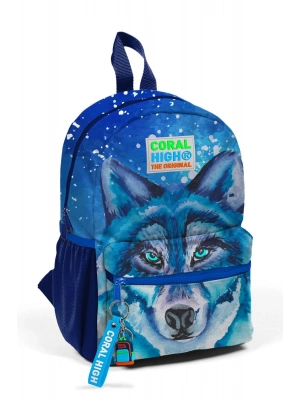 Minik Yuva Sırt Çantası Lacivert Mavi Kurt Desenli Desenli İki Bölmeli 23543