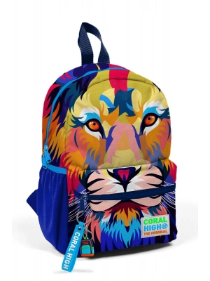 Minik Yuva Sırt Çantası Lacivert Saks Aslan Desenli İki Bölmeli 23541