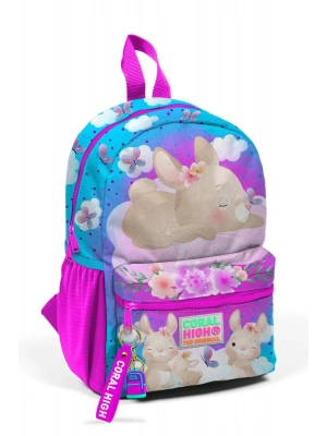 Minik Yuva Sırt Çantası Mavi Pembe Tavşan Desenli İki Bölmeli 23536