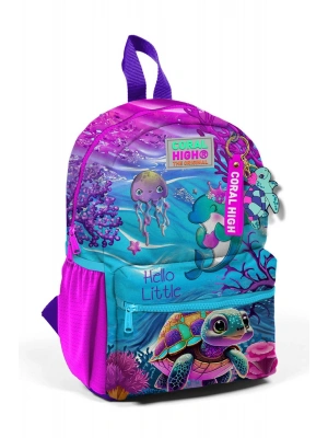 Minik Yuva Sırt Çantası Pembe Mor Kaplumbağa Desenli İki Bölmeli 23556