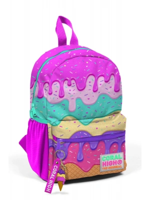 Minik Yuva Sırt Çantası Pembe Rengarenk Dondurma Desenli İki Bölmeli 23531