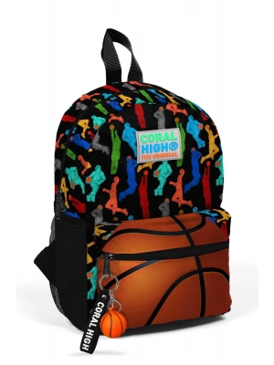 Minik Yuva Sırt Çantası Siyah Basketbol Desenli İki Bölmeli 23345