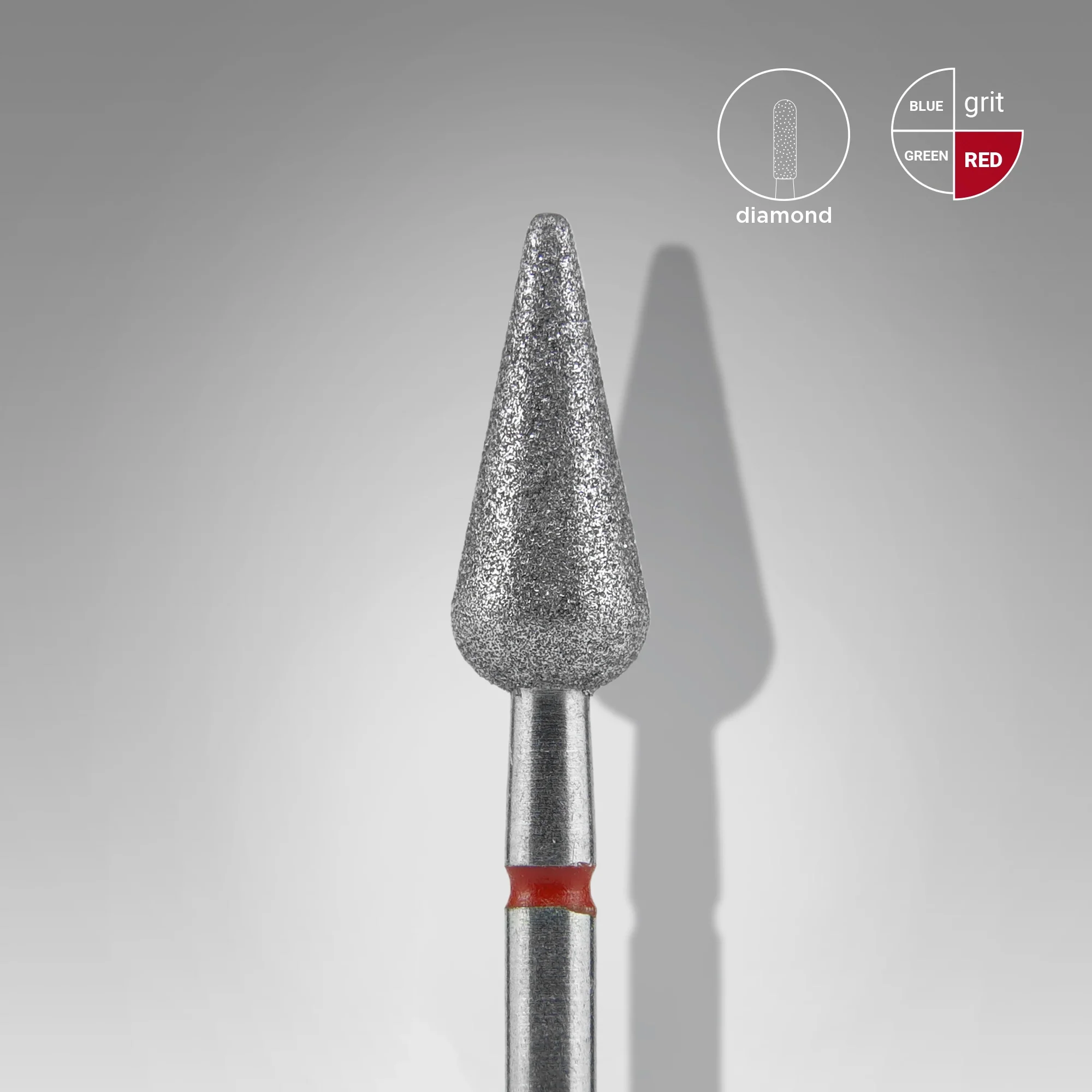 Elmas Armut sivri Freze EXPERT ,Kırmızı, Çap 5 mm, Çalışma Kısmı 12 mm