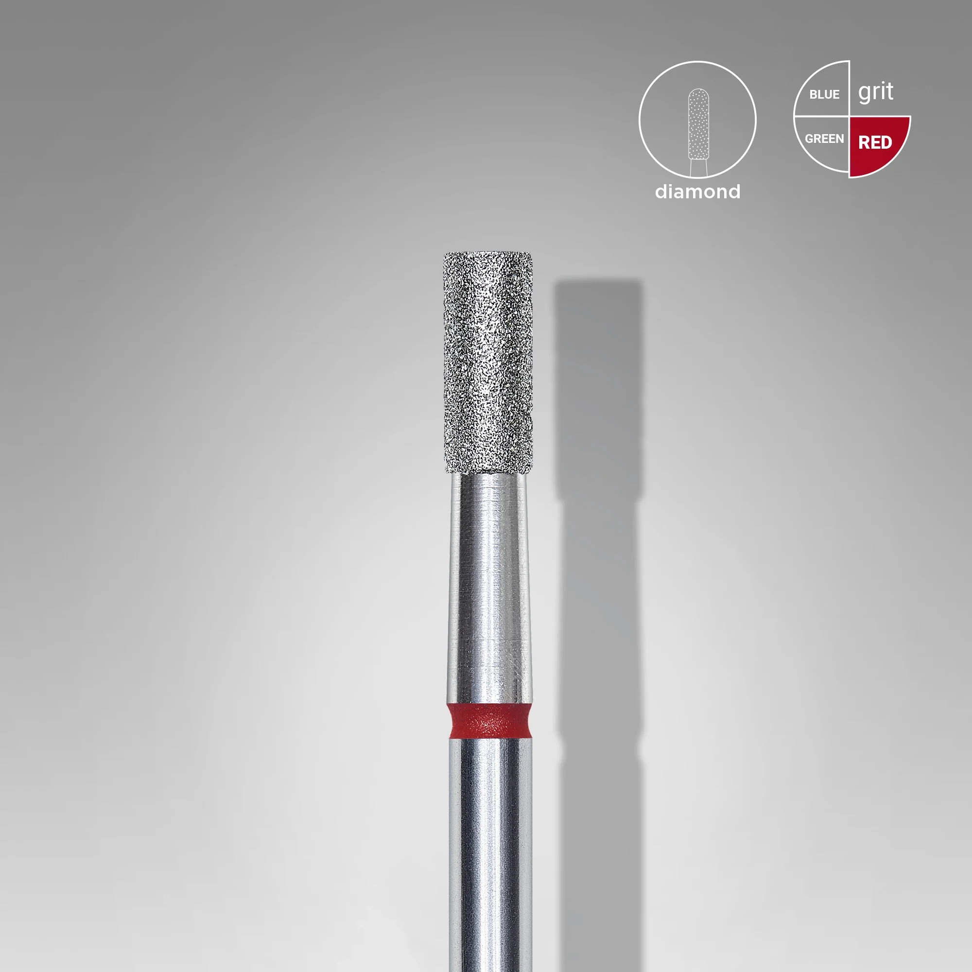 Elmas Silindir Freze, Kırmızı, Çap 2,5 mm, Çalışma Kısmı 6 mm