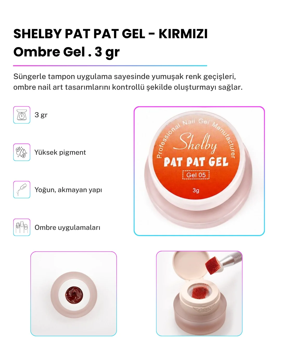 SHELBY 3 GR. PAT PAT TASARIM GEL KIRMIZI