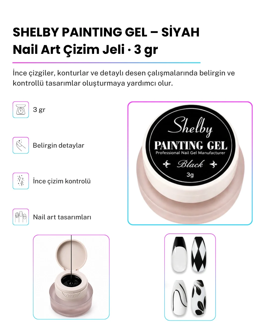 SHELBY 3 GR. PAİNTİNG TASARIM GEL SİYAH