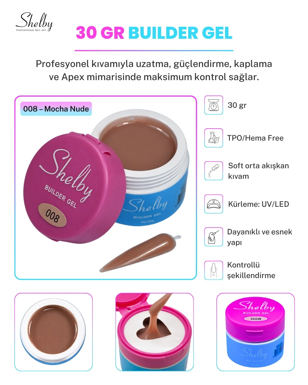 SHELBY PROFESSIONAL NAILS UV&LED 30 GR. BUILDER GEL 08