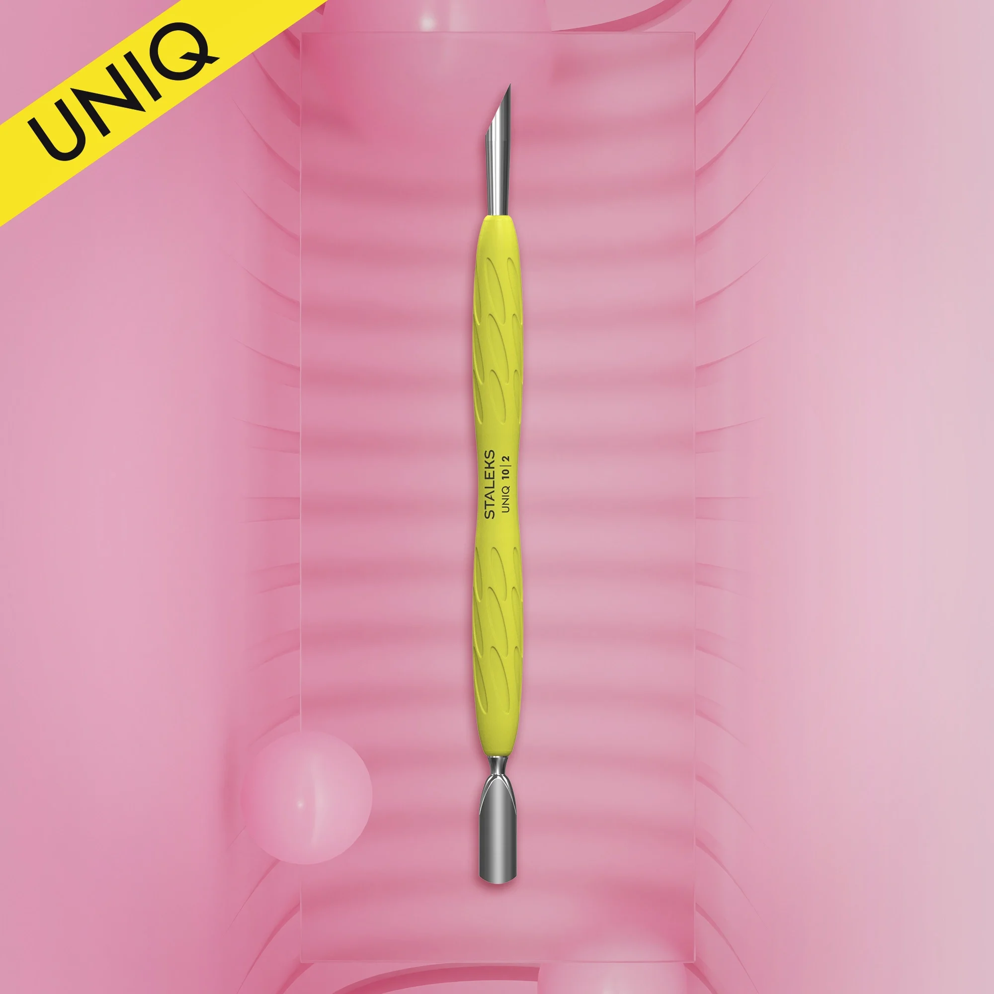 UNIQ 11 TYPE 2 Gummy Sarı Silikon Saplı Tırnak İtici (Eğik Uç ve Halka)