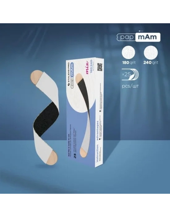 EXPERT Ahşap Baz Üzerinde Değiştirilebilir PapmAm Mix Çift Taraflı Törpüler, 180/240 Grit (25 Adet)