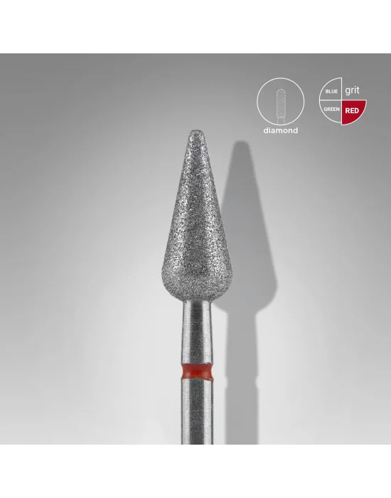 Elmas Armut sivri Freze EXPERT ,Kırmızı, Çap 5 mm, Çalışma Kısmı 12 mm