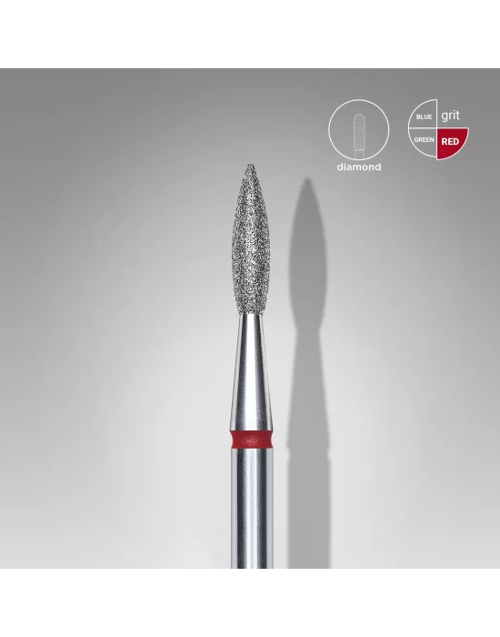 Elmas Sivri Alev Freze, Kırmızı, Çap 2,1 mm, Çalışma Kısmı 8 mm
