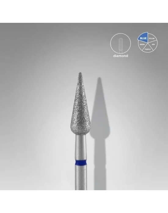 Elmas Sivri Armut Freze, Mavi, Çap 4 mm, Çalışma Kısmı 12 mm
