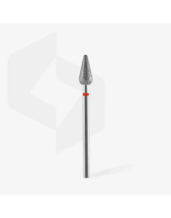 Elmas Yuvarlanmış Armut Freze, Kırmızı, Çap 5 mm, Çalışma Kısmı 12 mm