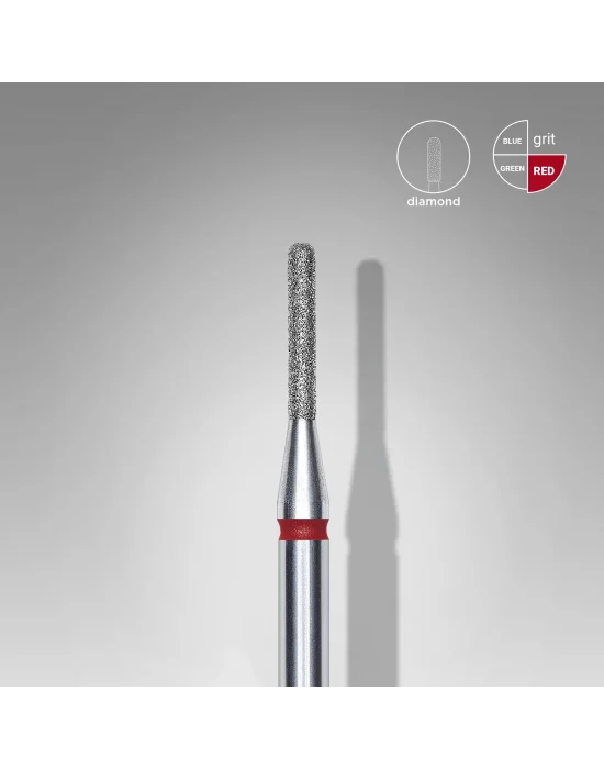 Elmas Yuvarlanmış Silindir Freze, Kırmızı, Çap 1,4 mm, Çalışma Kısmı 8 mm