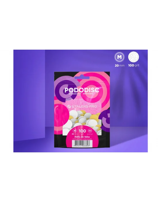 PODODISC STALEKS PRO M Pedikür Disk İçin Yumuşak Tabanlı Yedek Beyaz Törpüler, 100 Grit (50 Adet)