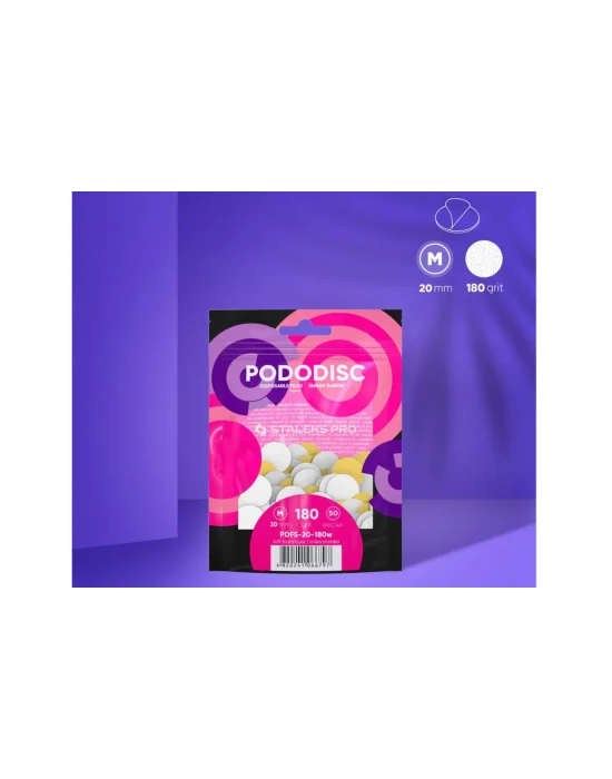 PODODISC STALEKS PRO M Pedikür Disk İçin Yumuşak Tabanlı Yedek Beyaz Törpüler, 180 Grit (50 Adet)