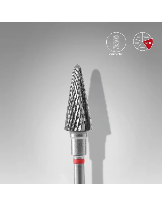 Sert Alaşım Koni Freze, Kırmızı, Çap 6 mm / Çalışma Kısmı 14 mm, Adet