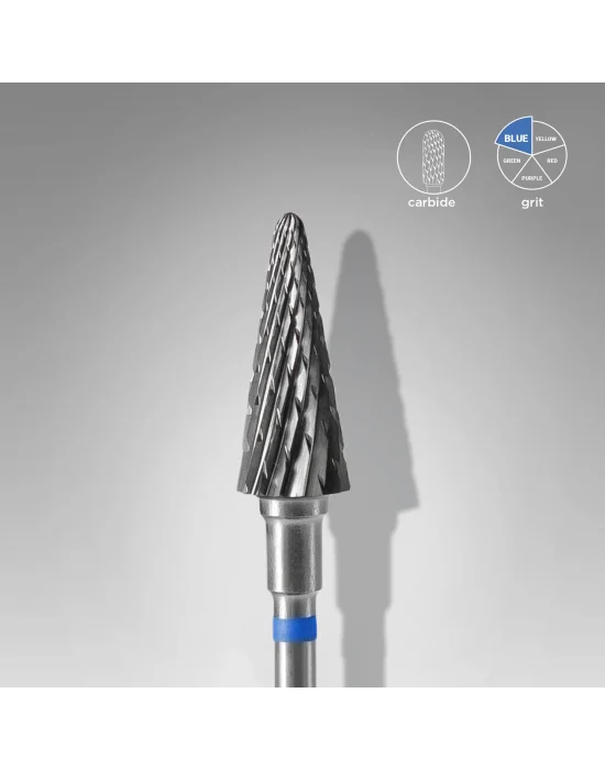 Sert Alaşım Koni Freze, Mavi, Çap 6 mm / Çalışma Kısmı 14 mm