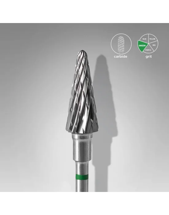 Sert Alaşım Koni Freze, Yeşil, Çap 6 mm / Çalışma Kısmı 14 mm