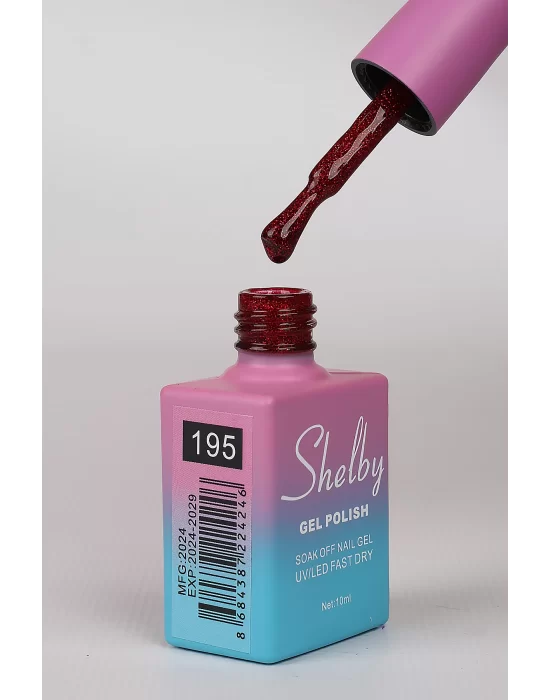 SHELBY 10 ML. A195 IŞILTILI KIRMIZI KALICI OJE