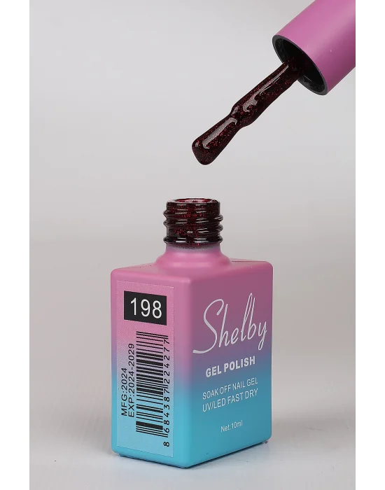 SHELBY 10 ML. A198 IŞILTILI KIRMIZI KALICI OJE
