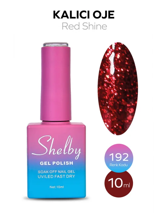 SHELBY 10 ML. A192 IŞILTILI KIRMIZI KALICI OJE
