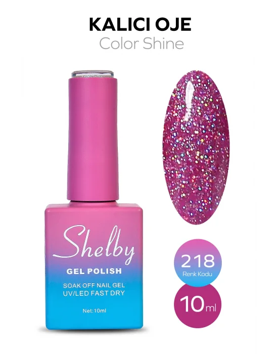 SHELBY 10 ML. A218 IŞILTILI RENKLİ KALICI OJE