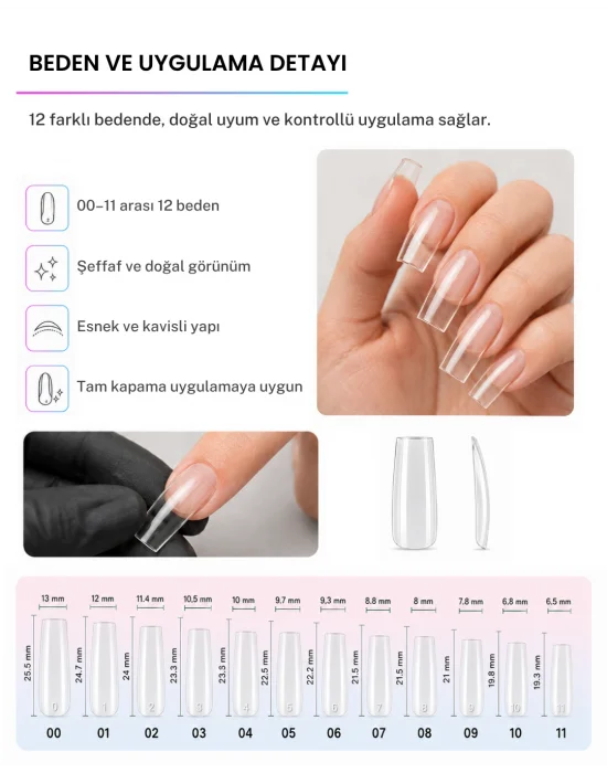 SHELBY 600 ADET SQUARE SOFT GEL TIPS