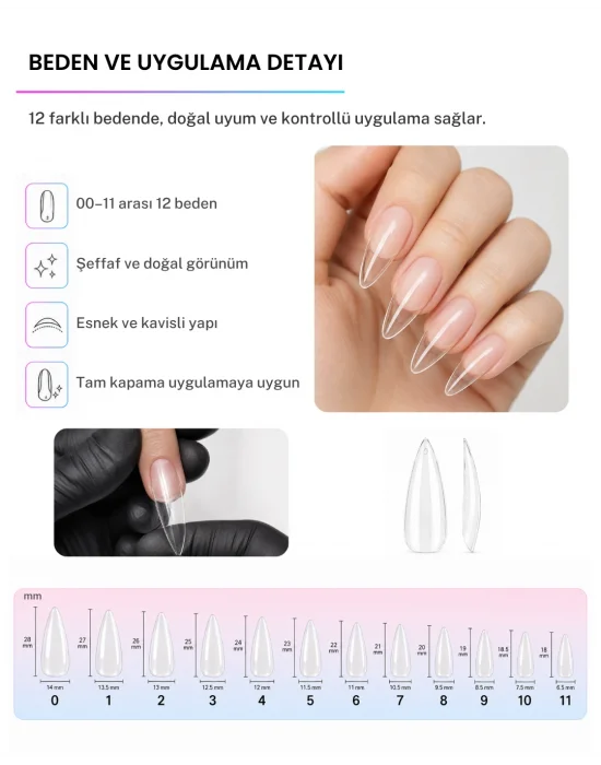 SHELBY 600 ADET STILETTO SOFT GEL TİPS