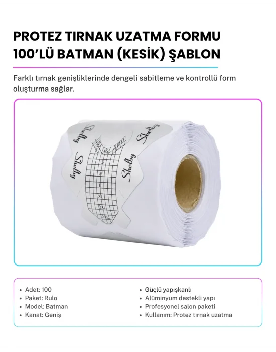 SHELBY NAİL EXTENTİON FORM 100LÜK KESİLMİŞ ŞABLON