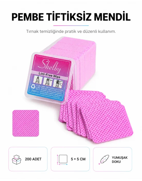 SHELBY PEMBE DELİKLİ TİFTİKSİZ 200 ADET MENDİL