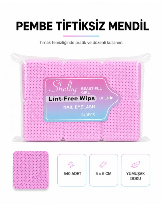 SHELBY PEMBE DELİKLİ TİFTİKSİZ 540 ADET MENDİL