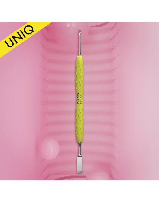 UNIQ 11 TYPE 1 Gummy Sarı Silikon Saplı Tırnak İtici (Düz Uç ve Halka)