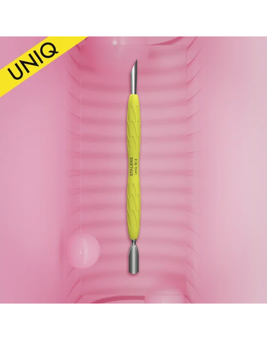 UNIQ 11 TYPE 2 Gummy Sarı Silikon Saplı Tırnak İtici (Eğik Uç ve Halka)