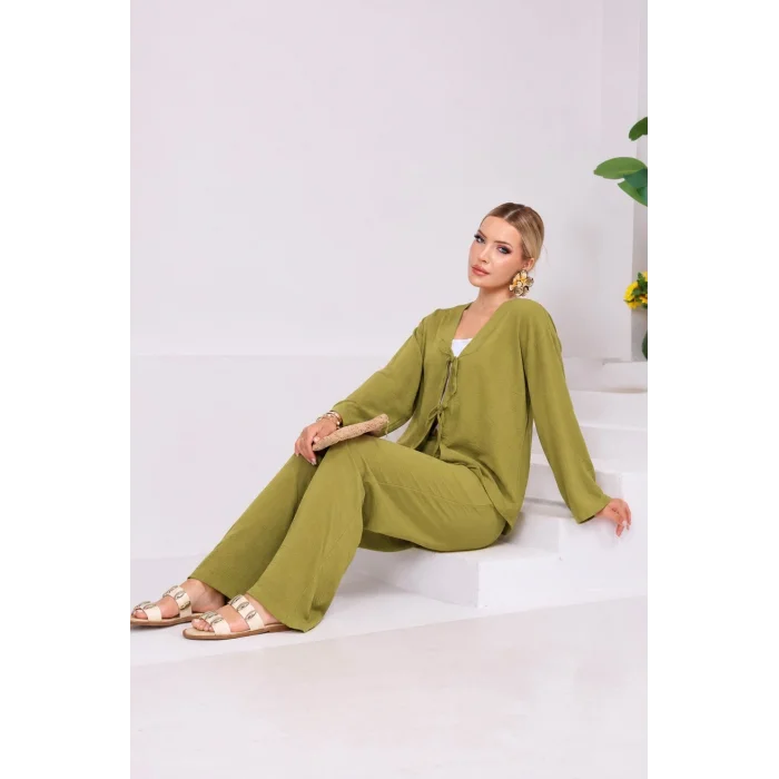 Bağlama Detaylı Kimono Pantolon Takım