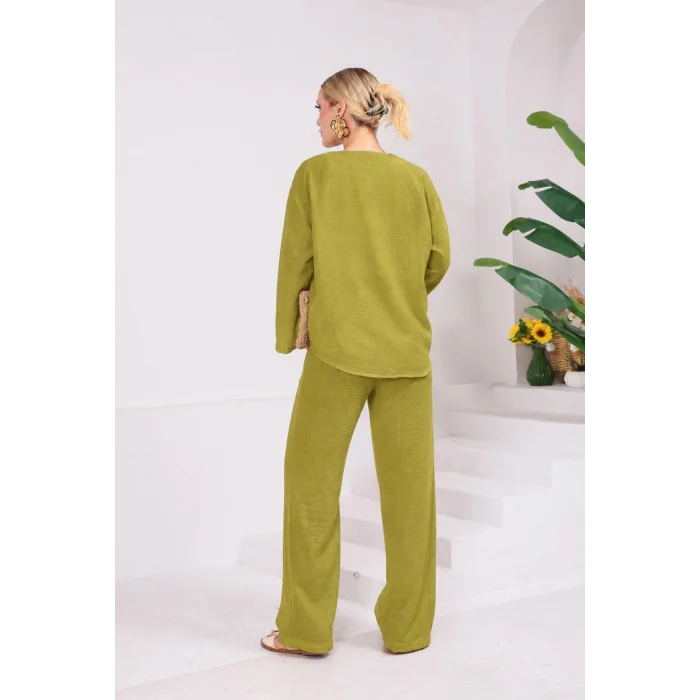Bağlama Detaylı Kimono Pantolon Takım