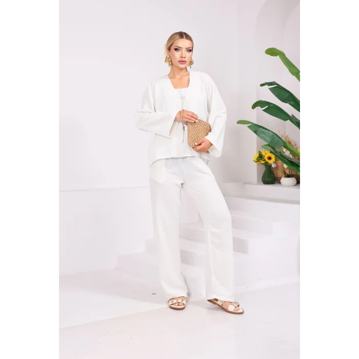 Bağlama Detaylı Kimono Pantolon Takım
