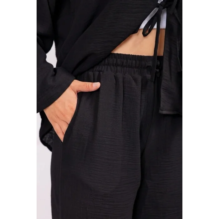 Bağlama Detaylı Kimono Pantolon Takım