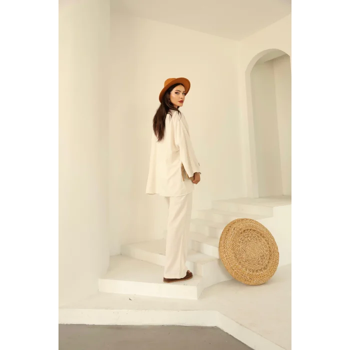 Biye Detaylı Keten Takım