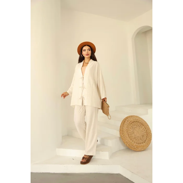 Biye Detaylı Keten Takım