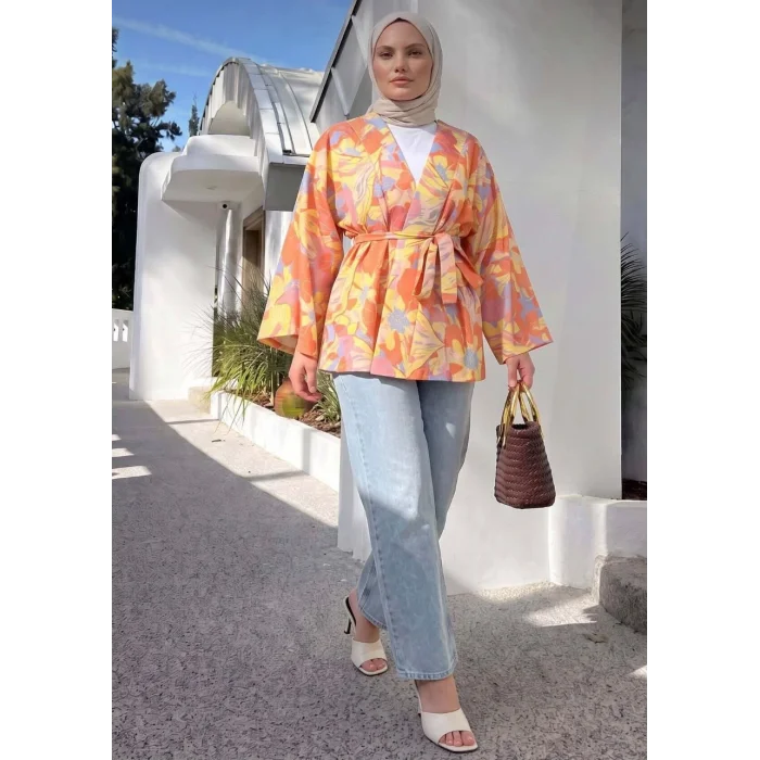 Çiçek Desenli Kimono